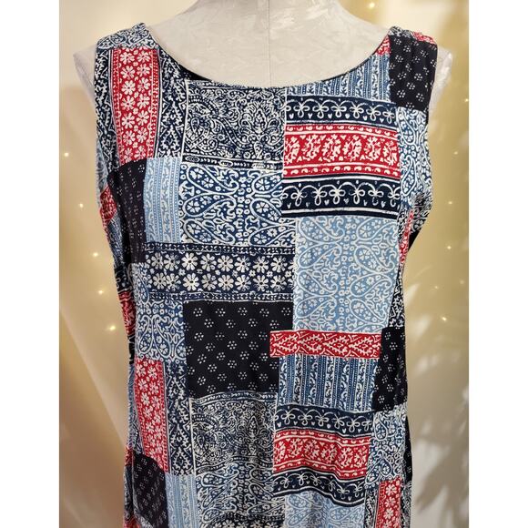 Villiager Sport Liz Claiborne VTG Y2K Patchwork Bandana Dress Womens Size LP - Picture 5 of 11